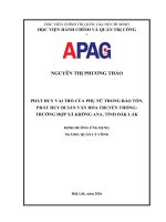 Phát huy vai trò của phụ nữ trong bảo tồn, phát huy di sản văn hóa truyền thống trường hợp xã krông ana, tỉnh Đắk lắk