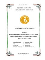 Khóa luận tốt nghiệp Kế toán kiểm toán: Hoàn thiện kế toán bán hàng và xác định kết quả bán hàng tại Công ty cổ phần Nhựa An Phát Xanh