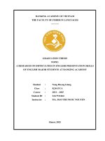 Khóa luận tốt nghiệp Ngoại ngữ: A research on difficulties in english presentation skills of english major students at Banking Academy