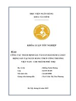 Khóa luận tốt nghiệp Tài chính: Công tác thẩm định giá tài sản bảo đảm là bất động sản tại Ngân hàng TMCP Công thương Việt Nam - Chi nhánh Phú Thọ