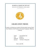 Khóa luận tốt nghiệp Ngôn ngữ Anh: A study on enhancing academic writing skills among third year students at the faculty of foreign languages, Banking Academy