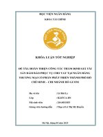 Khóa luận tốt nghiệp Tài chính: Hoàn thiện công tác thẩm định giá tài sản đảm bảo phục vụ cho vay tại Ngân hàng Thương mại cổ phần phát triển Thành phố Hồ Chí Minh – Chi nhánh Hồ Gươm