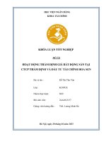 Khóa luận tốt nghiệp Tài chính: Hoạt động thẩm định giá bất động sản tại CTCP thẩm định và đầu tư Tài chính Hoa Sen