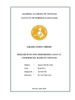 Khóa luận tốt nghiệp Ngoại ngữ: Research on non-performing loan at Commercial Banks in Vietnam