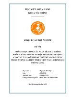Khóa luận tốt nghiệp Tài chính: Hoàn thiện công tác phân tích tài chính KHDN trong hoạt động cho vay tại Ngân hàng TMCP Thịnh vượng và Phát triển - chi nhánh Thăng Long