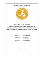 Khóa luận tốt nghiệp Ngân hàng: The impact of internal factors on bank profitability at Joint Stock Commercial Bank for Investment and Development of Vietnam