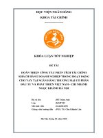 Khóa luận tốt nghiệp Tài chính: Hoàn thiện công tác phân tích tài chính khách hàng doanh nghiệp trong hoạt động cho vay tại Ngân hàng thương mại cổ phần Đầu tư và phát triển Việt Nam - Chi nhánh Ngọc Khánh Hà Nội