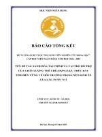 Đề tài nghiên cứu khoa học: Xanh hóa tài chính và vai trò hỗ trợ của chất lượng thể chế: Động lực thúc đẩy tính bền vững về môi trường trong nền kinh tế của các nước N11