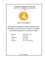 Khóa luận tốt nghiệp Ngôn ngữ Anh: Research on fostering interaction between teachers and students in an online learning english environment at Edupia Centre