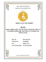 Khóa luận tốt nghiệp Kế toán kiểm toán: Hoàn thiện công tác kế toán vốn bằng tiền và các khoản phải thu tại Công ty cổ phần GM Thăng Long