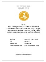 Khóa luận tốt nghiệp Tài chính: Hoàn thiện công tác phân tích tài chính khách hàng doanh nghiệp phục vụ cho vay tại Ngân hàng TMCP Lộc Phát Việt Nam – Chi nhánh Tây Hồ