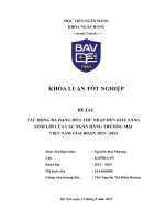 Khóa luận tốt nghiệp Ngân hàng: Tác động đa dạng hóa thu nhập đến khả năng sinh lời của các ngân hàng thương mại Việt Nam giai đoạn 2015 - 2024
