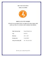 Khóa luận tốt nghiệp Tài chính: Giải pháp nâng cao hiệu quả hoạt động môi giới tại Công ty Cổ phần Chứng khoán Hải Phòng