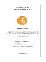 Khóa luận tốt nghiệp Ngoại ngữ: Improving personal credit operation at Military Commercial Joint Stock Bank - Thanh Xuan Branch