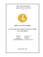 Khóa luận tốt nghiệp Kế toán kiểm toán: Kiểm soát nội bộ tại Công ty TNHH giấy Việt Phong
