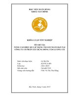 Khóa luận tốt nghiệp Tài chính: Nâng cao hiệu quả sử dụng tài sản ngắn hạn tại Công ty cổ phần xây dựng Đồng Tâm Lương Tài