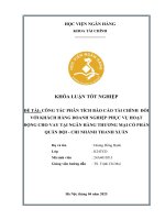 Khóa luận tốt nghiệp Tài chính: Công tác phân tích báo cáo tài chính đối với khách hàng doanh nghiệp phục vụ hoạt động cho vay tại Ngân hàng thương mại cổ phần Quân đội - Chi nhánh Thanh Xuân