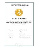 Khóa luận tốt nghiệp Ngoại ngữ: Factors influencing individual customer’s loan decisions at Vietnam Thuong Tin Commercial Joint Stock - Le Thanh Nghi Branch