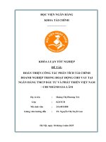 Khóa luận tốt nghiệp Tài chính: Hoàn thiện công tác phân tích tài chính doanh nghiệp trong hoạt động cho vay tại Ngân hàng TMCP Đầu tư và Phát triển Việt Nam - Chi nhánh Gia Lâm