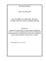 Đề tài nghiên cứu khoa học: Nghiên cứu ảnh hưởng của hoạt động Marketing xanh và cải tiến xanh đến hành vi hướng tới điểm du lịch sinh thái của du khách tại Việt Nam: Vai trò của sự quy trách nhiệm và chuẩn mực cá nhân