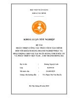 Khóa luận tốt nghiệp Tài chính: Hoàn thiện công tác phân tích tài chính đối với khách hàng doanh nghiệp phục vụ hoạt động cho vay tại Ngân hàng TMCP Đầu tư và Phát triển Việt Nam - Chi nhánh Hồng Hà
