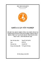 Khóa luận tốt nghiệp Tài chính: Hoàn thiện công tác phân tích tài chính khách hàng doanh nghiệp trong hoạt động cho vay tại Ngân hàng TMCP Hàng Hải Việt Nam – Chi nhánh Hà Nội