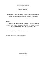 Đề tài nghiên cứu khoa học: Impact of Green Human Resource Management on Employees’ Green Behavior: A study on perceptions of university students as future employees
