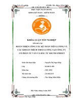 Khóa luận tốt nghiệp Kế toán kiểm toán: Hoàn thiện công tác kế toán tiền lương và các khoản trích theo lương tại Công ty cổ phần tư vấn và đầu tư SOUTH STREET