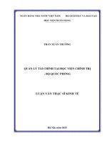 Luận văn thạc sĩ Tài chính ngân hàng: Quản lý tài chính tại Học viện Chính trị - Bộ Quốc phòng