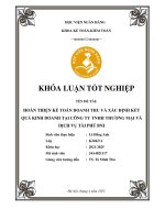 Khóa luận tốt nghiệp Kế toán kiểm toán: Hoàn thiện kế toán doanh thu và xác định kết quả kinh doanh tại Công ty TNHH thương mại và dịch vụ Tài Phú BNI