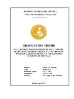 Khóa luận tốt nghiệp Ngoại ngữ: Challenges and pedagogical solutions in developing reading skills: a case study of english major students at the Banking Academy of Vietnam