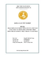 Khóa luận tốt nghiệp Kinh doanh quốc tế: Hoạt động xuất khẩu nông sản của Việt Nam sang Châu Âu trong bối cảnh thực hiện Thỏa thuận xanh EU: Thực trạng và giải pháp