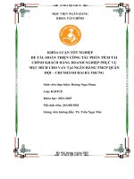 Khóa luận tốt nghiệp Tài chính: Hoàn thiện công tác phân tích tài chính khách hàng doanh nghiệp phục vụ mục đích cho vay tại Ngân hàng TMCP Quân đội - Chi nhánh Hai Bà Trưng