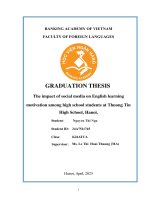 Khóa luận tốt nghiệp Ngoại ngữ: The impact of social media on English learning motivation among high school students at Thuong Tin High School, Hanoi