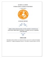 Đề tài nghiên cứu khoa học: The Mediating Effect of Institutional Quality in the Economic Growth - Carbon Emission nexus: A global longitudinal study