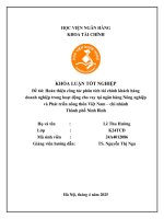 Khóa luận tốt nghiệp Tài chính: Hoàn thiện công tác phân tích tài chính khách hàng doanh nghiệp trong hoạt động cho vay tại Ngân hàng Nông nghiệp và Phát triển nông thôn Việt Nam - Chi nhánh Thành phố Ninh Bình