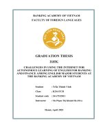 Khóa luận tốt nghiệp Ngoại ngữ: Hallenges in using the internet for autonomous learning of english for banking and finance among English Major students at the Banking Academy of Vietnam