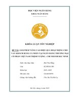 Khóa luận tốt nghiệp Ngân hàng: Giải pháp nâng cao hiệu quả hoạt động cho vay khách hàng cá nhân tại Ngân hàng thương mại cổ phần Việt Nam Thịnh Vượng - Chi nhánh Bắc Ninh