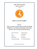 Khóa luận tốt nghiệp Ngân hàng: Nâng cao chất lượng tín dụng đối với doanh nghiệp vừa và nhỏ tại Ngân hàng TMCP Công thương Việt Nam Chi nhánh Đô Thành