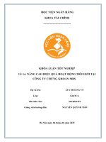 Khóa luận tốt nghiệp Tài chính: Nâng cao hiệu quả hoạt động môi giới tại Công ty Chứng khoán MBS