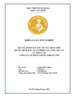 Khóa luận tốt nghiệp Tài chính: Đánh giá yếu tố tác động đến quyết định đầu tư cổ phiếu của nhà đầu tư cá nhân tại Công ty cổ phần Chứng khoán VPS