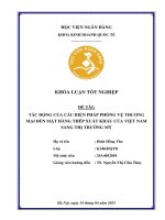 Khóa luận tốt nghiệp Kinh doanh quốc tế: Tác động của các biện pháp phòng vệ thương mại đến mặt hàng thép xuất khẩu của Việt Nam sang thị trường Mỹ