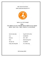 Khóa luận tốt nghiệp Kinh doanh quốc tế: Tác động tỷ giá VNĐ đến hoạt động xuất nhập khẩu Việt Nam - Thực trạng và giải pháp