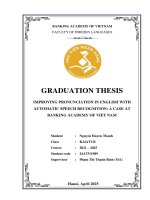 Khóa luận tốt nghiệp Ngoại ngữ: Improving pronunciation in english with automatic speech recognition: a case at Banking Academy of Viet Nam