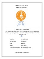 Khóa luận tốt nghiệp Ngân hàng: Tác động của tăng trưởng kinh tế đến ô nhiễm môi trường tại các quốc gia đang phát triển và khuyến nghị dành cho Việt Nam