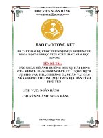 Đề tài nghiên cứu khoa học: Các nhân tố ảnh hưởng đến sự hài lòng của khách hàng đối với chất lượng dịch vụ cho vay khách hàng cá nhân tại các ngân hàng thương mại trên địa bàn tỉnh Phú Yên