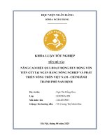 Khóa luận tốt nghiệp Ngân hàng: Nâng cao hiệu quả hoạt động huy động vốn tiền gửi tại Ngân hàng Nông nghiệp và phát triển nông thôn Việt Nam - Chi nhánh TP Nam Định