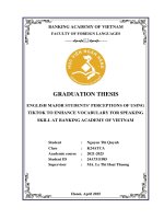 Khóa luận tốt nghiệp Ngoại ngữ: English major students’ perceptions of using Tiktok to enhance vocabulary for speaking skill at Banking Academy of Vietnam