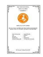 Khóa luận tốt nghiệp Tài chính: Nâng cao hiệu quả hoạt động kinh doanh trong Công ty Cổ phần tập đoàn Vietsoftpro