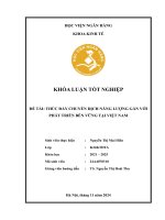 Khóa luận tốt nghiệp Kinh tế đầu tư: Thúc đẩy chuyển dịch năng lượng gắn với phát triển bền vững tại Việt Nam
